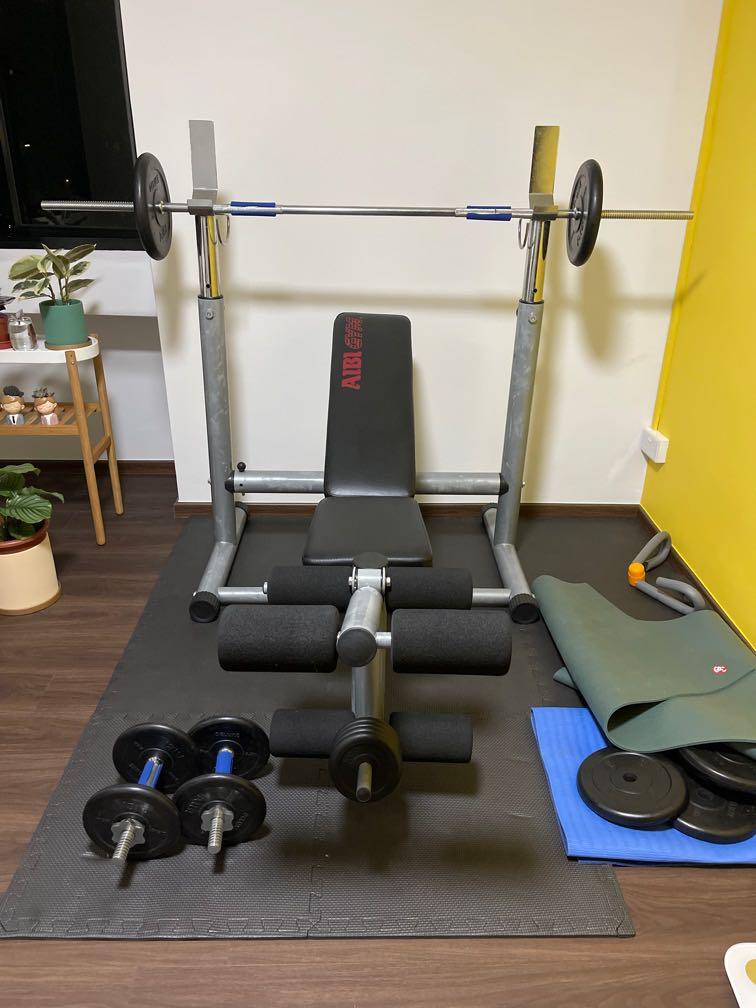 Details about   Weight Bench Set With Weight Home Gym Bench Press Lifting Barbell Rack Exercise 