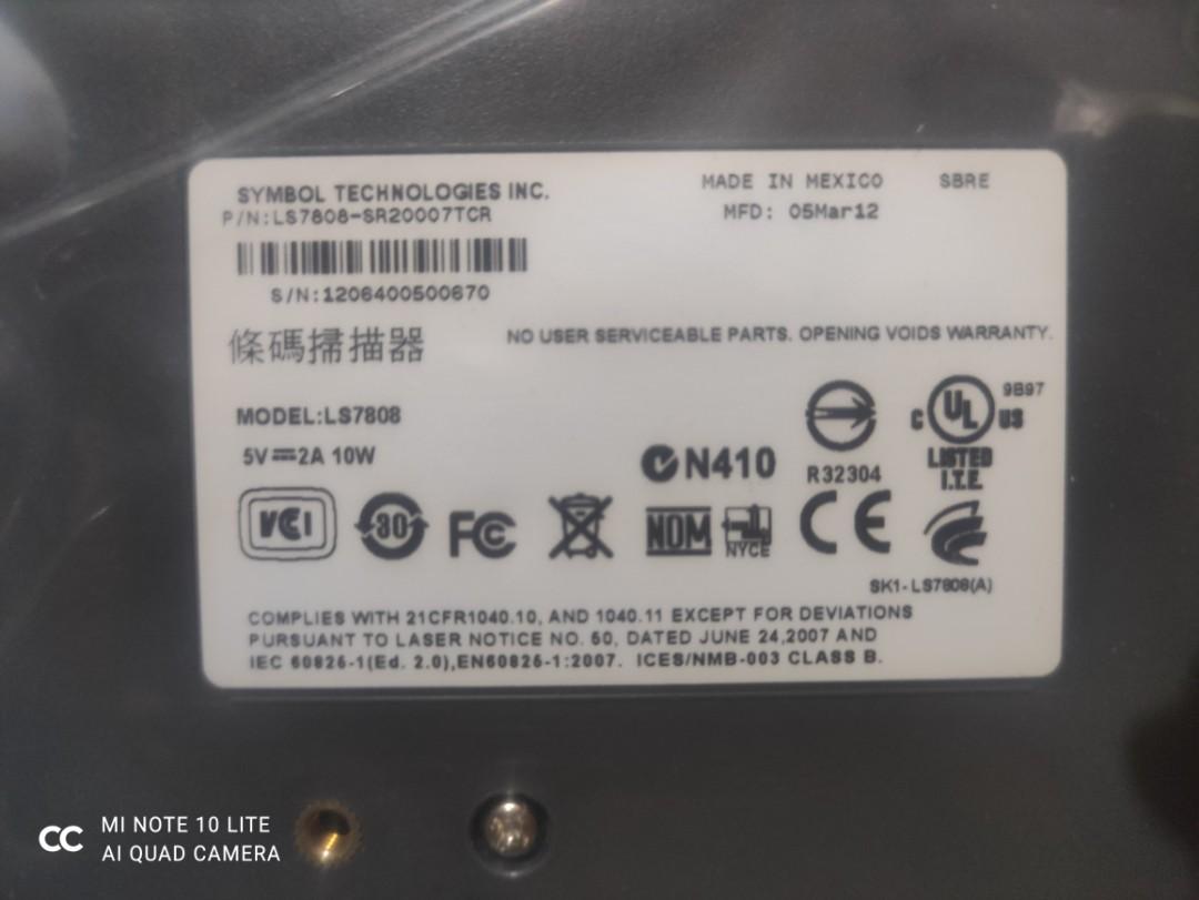 Barcode Scanner (Category: Printers, Scanners & Copiers) located in Pasay City. Submitted by katelheen (Listing ID 1062941946, Image 1). Description: SYMBOL LS7808 MOTORola with box and manual.
