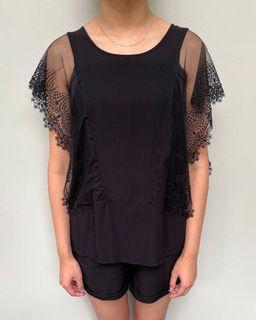 Black frill top — atasan tank top