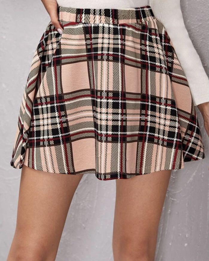 checkered / plaid flare skirt, Women's 