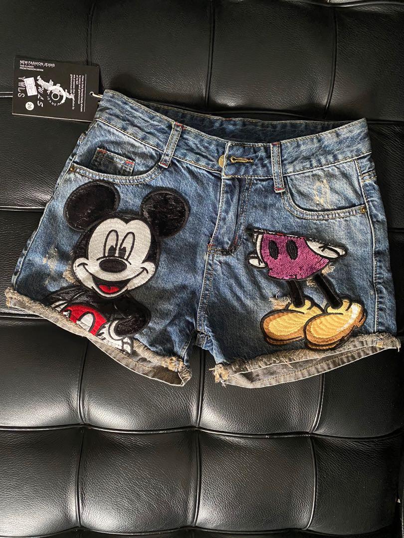 Brand New Mickey Mouse denim short Women s Fashion Bottoms