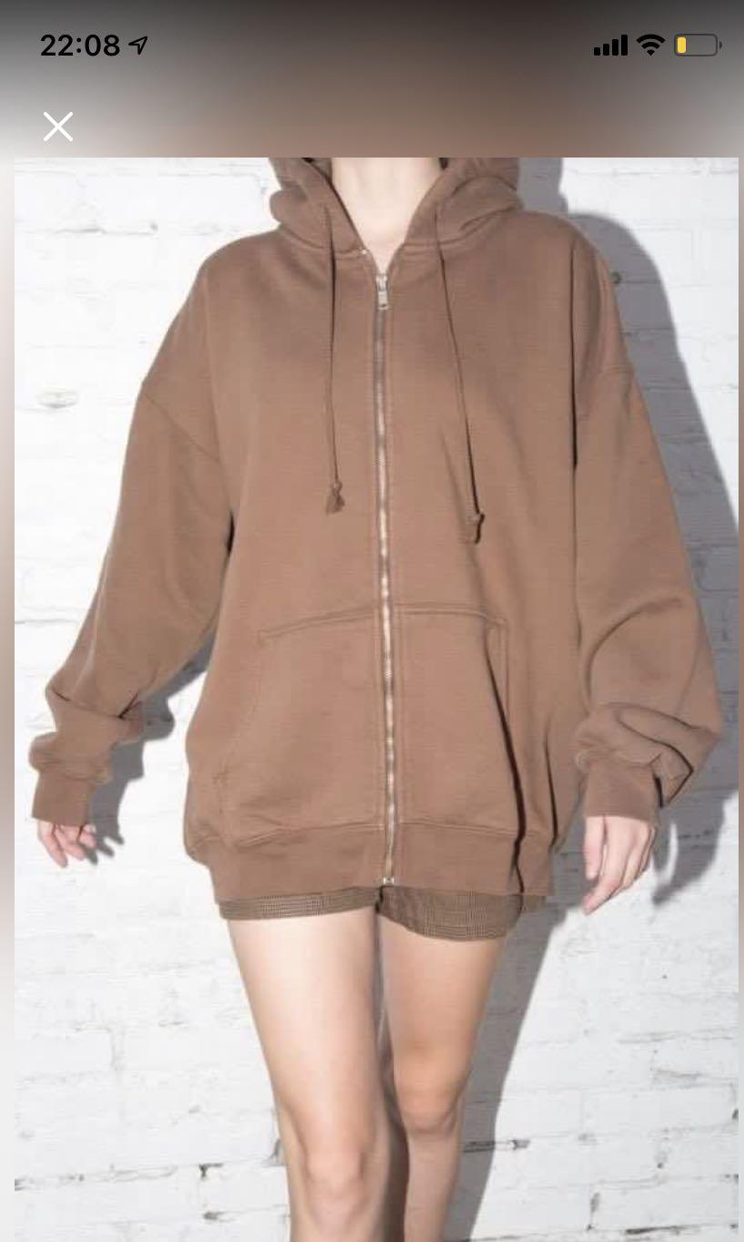 brandy melville brown carla hoodie jacket Women s Fashion Coats Jackets and Outerwear on Carousell