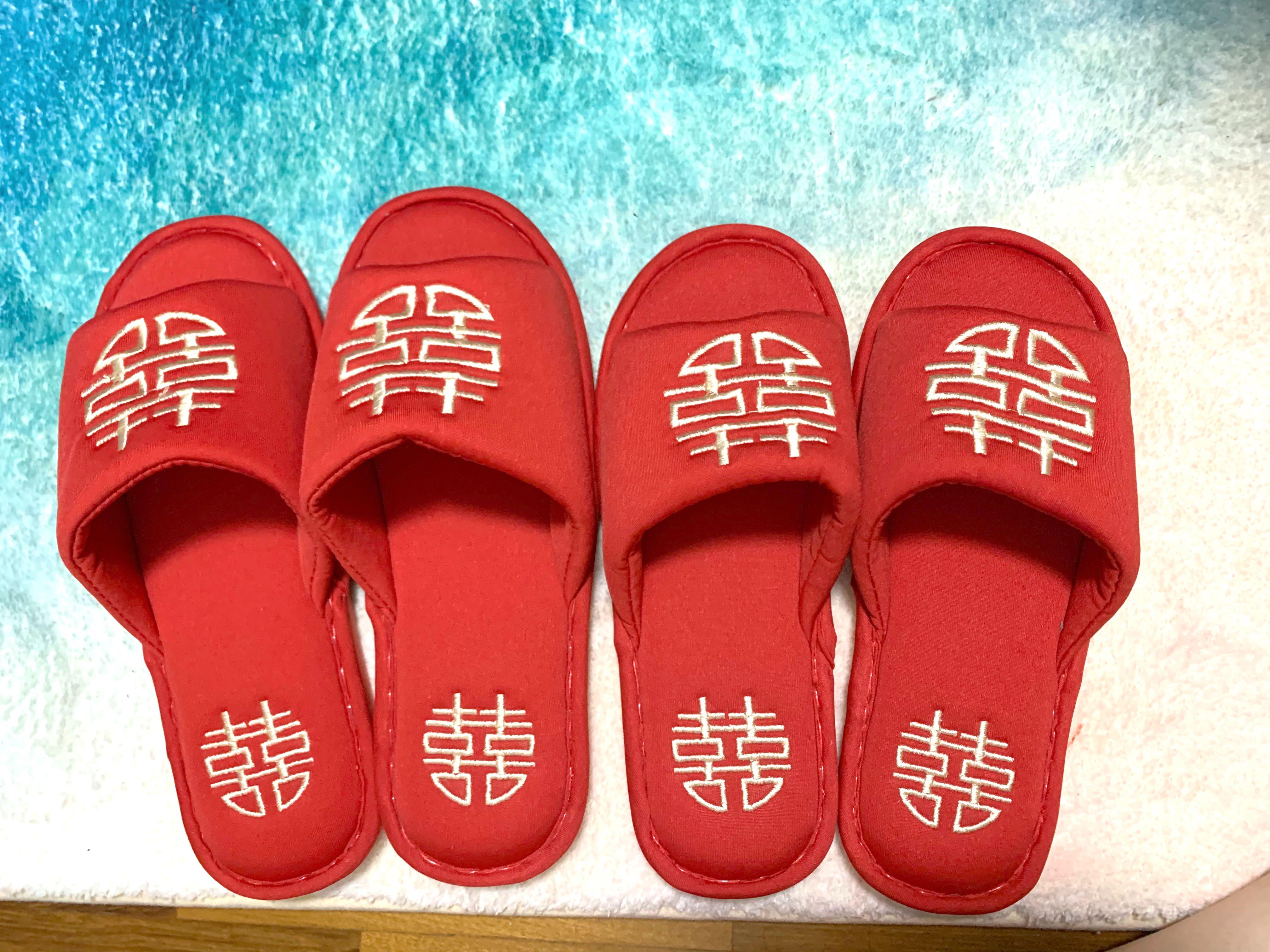 Chinese Wedding Bedroom Slippers Pair è¿å¤§ç¤¼å®åº Women S Fashion Footwear Flipflops And Slides On Carousell