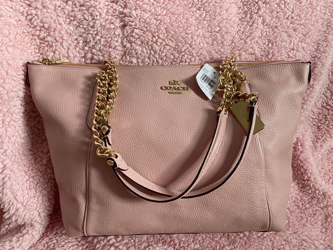 Coach ava chain tote pink top