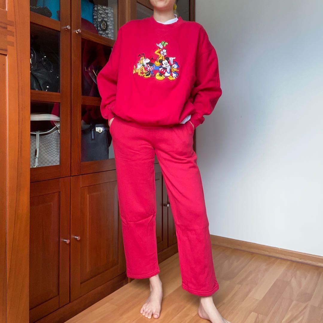 DISNEY Vintage Red Sweatshirt sweatpants Women s Fashion Coats