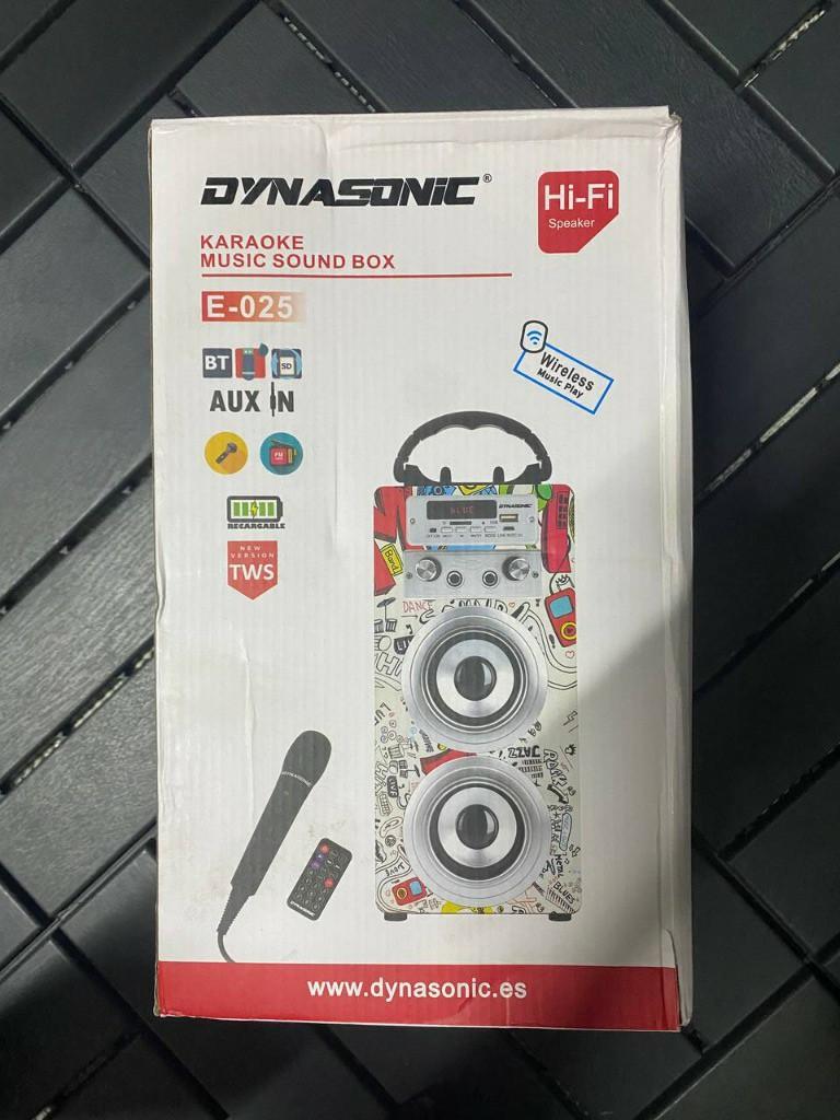 DYNASONIC Portable Bluetooth Speaker with Karaoke FM Radio and USB SD Reader (Model 1, 2