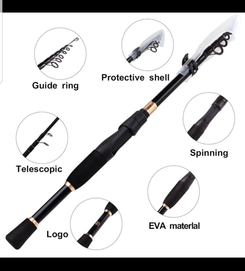 Spinning Fishing Rod and Reel Combo 1.8M Telescopic Rod with 5.2:1