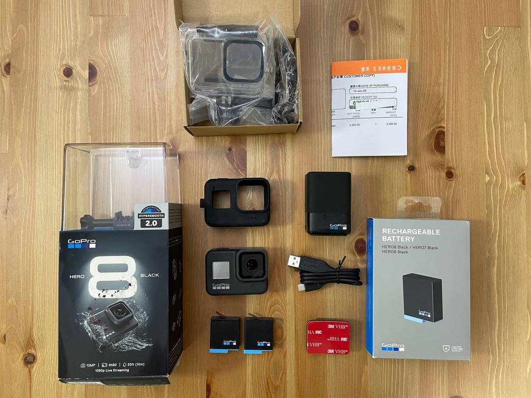 Gopro Hero 8 Black 跟2原裝電 1原裝孖叉機 代用潛水殼矽膠套 攝影器材 Carousell