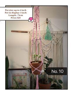 Handmade macrame plant hangers,  baby pink