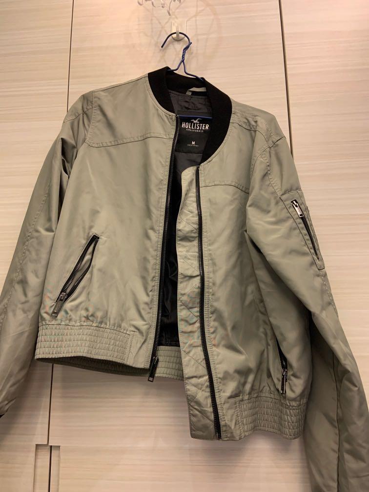 Hollister green bomber jacket clearance