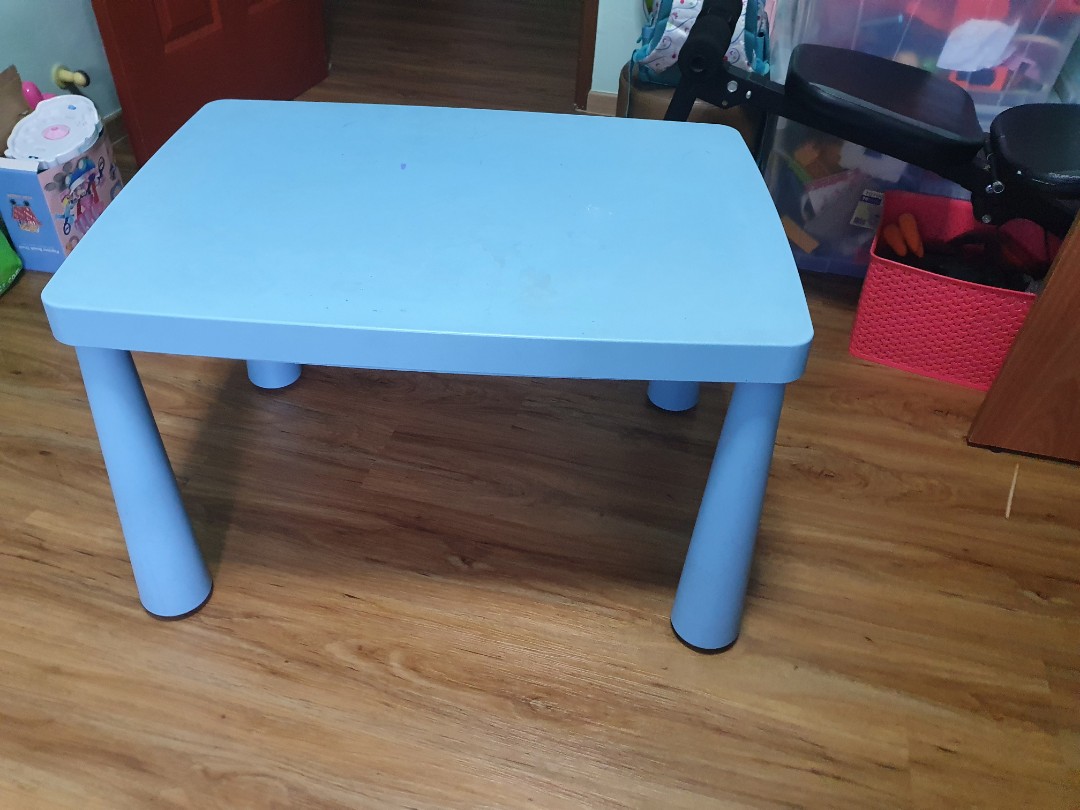 ikea mammut children blue table furniture tables chairs on carousell