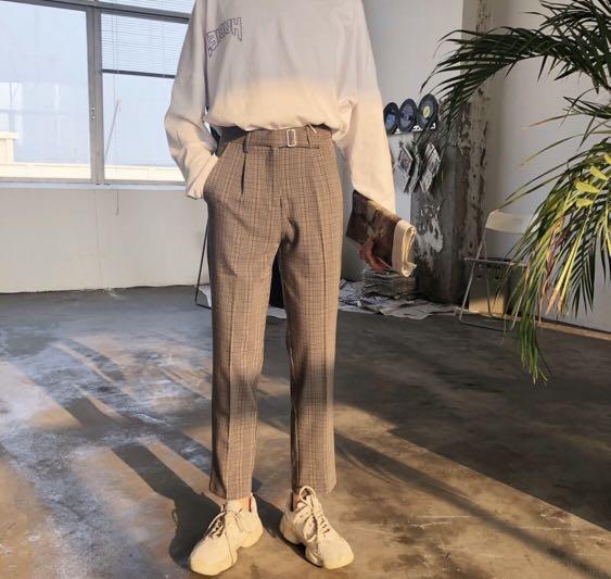 Khaki plaid pants outlet