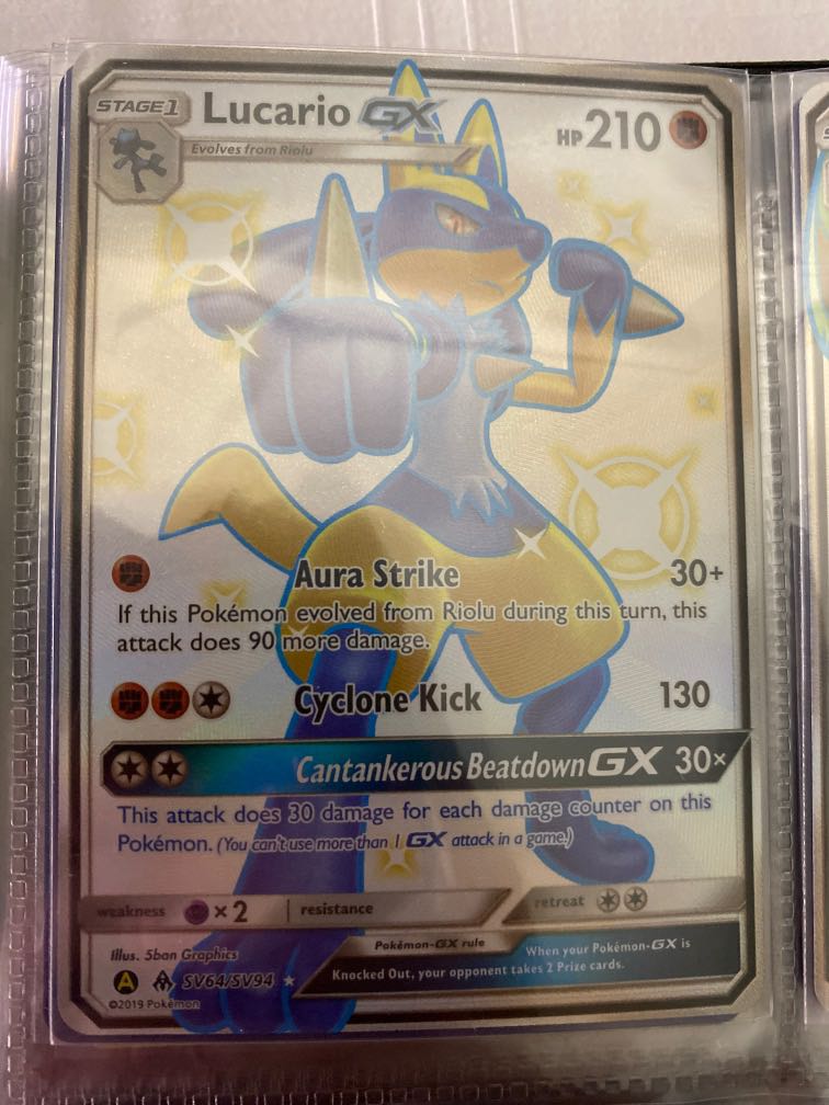 Hidden Fates Shiny Lucario GX (Full Art) SV64/SV94, Hobbies & Toys, Toys &  Games on Carousell