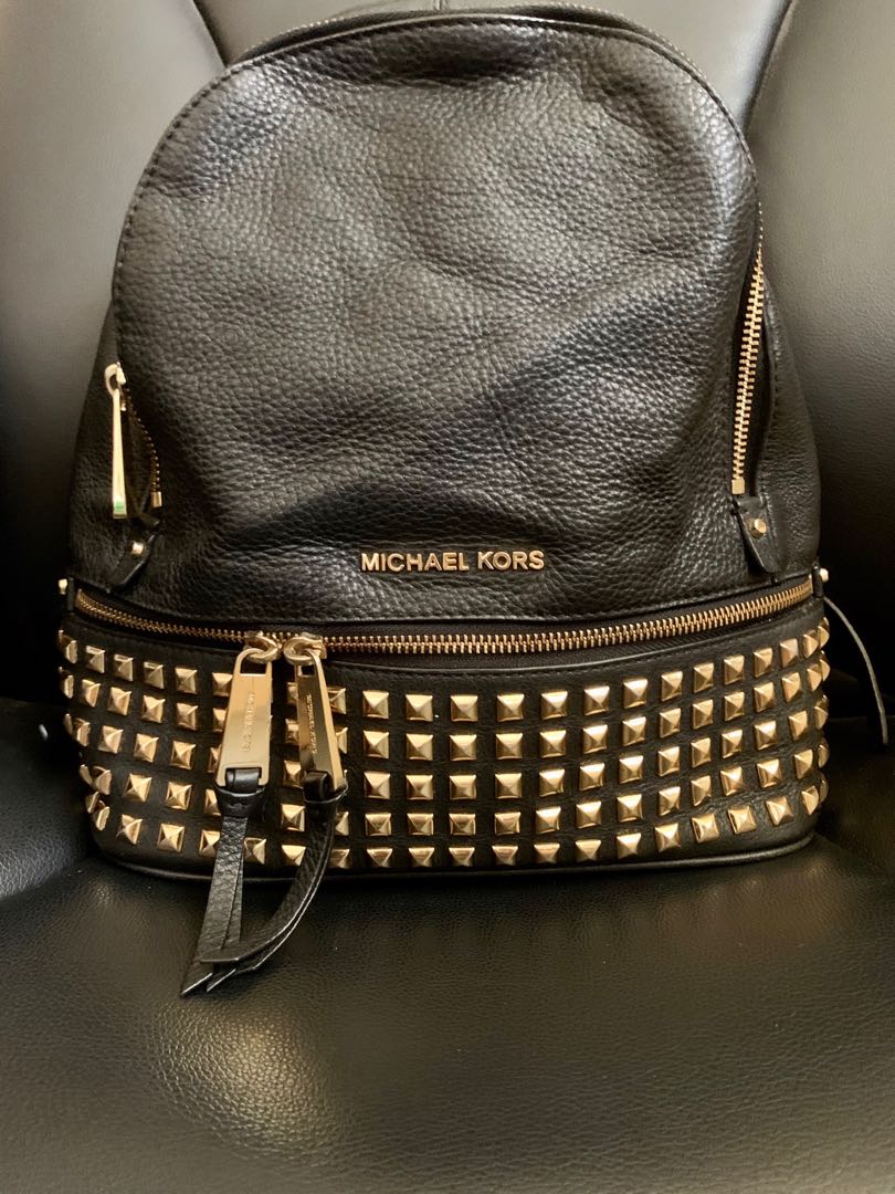 MICHAEL Michael Kors Rhea Medium Studded Pebbled Leather Backpack  Studded  backpack Michael kors backpack Bags