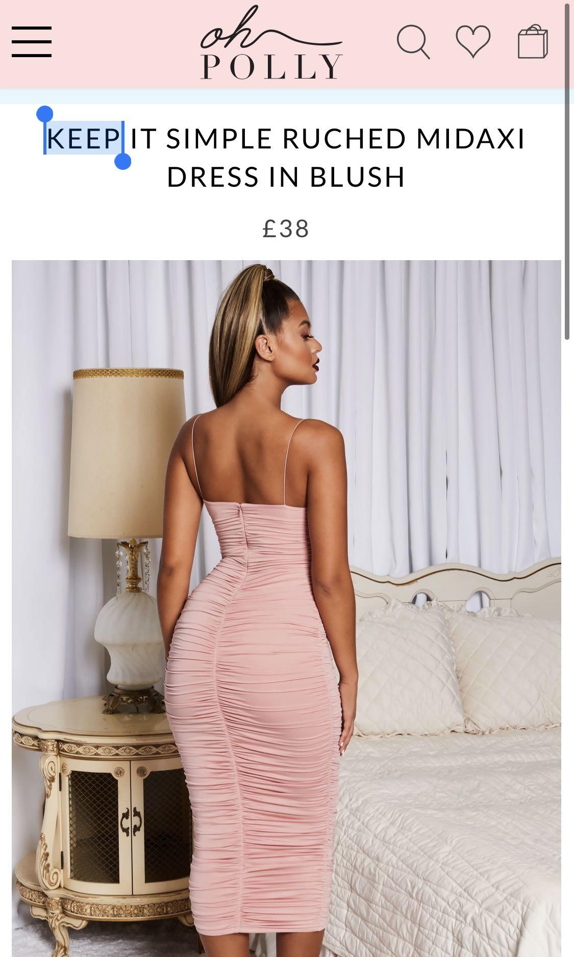 Oh Polly Keep It Simple Blush Ruched Midaxi Dress Women s Fashion