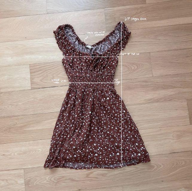 Pacsun red floral keyhole smocked cinched waist dress