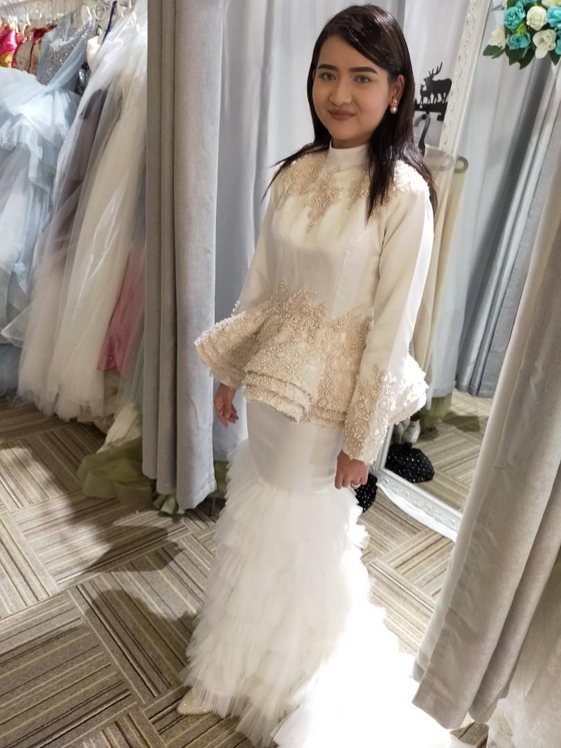 White songket outlet wedding dress