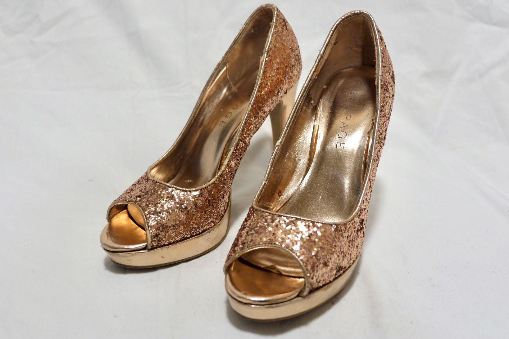rose gold open toe heels
