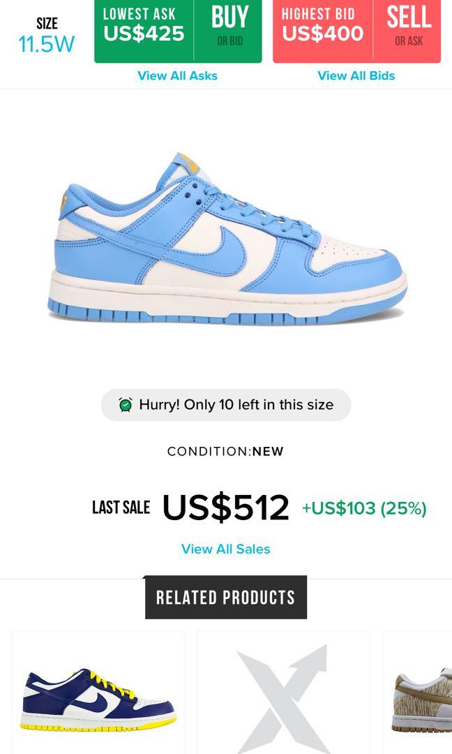 SB DUNK LOW UNC COAST UK9 WOMAN 11.5 