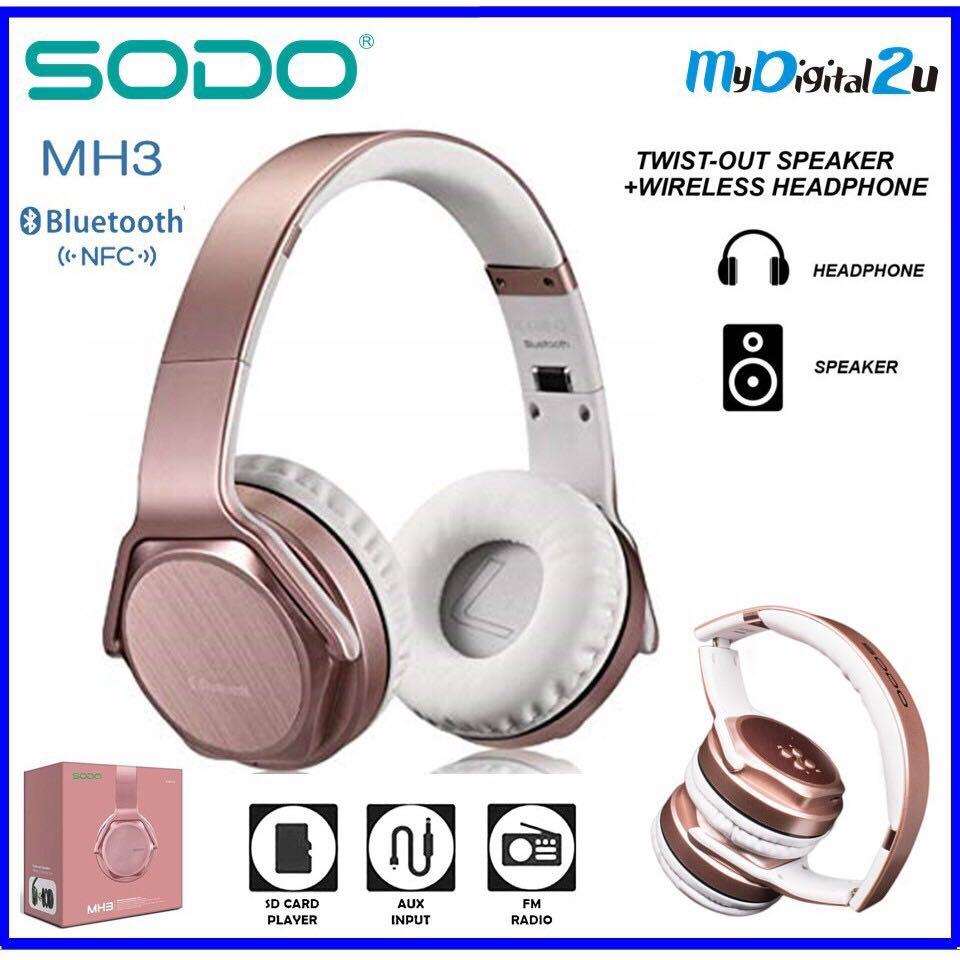 SODO MH3 Wireless 2 in 1 Headphone and Twisted Speaker Audio