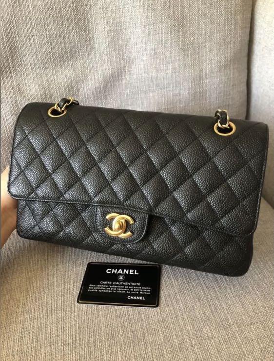 Chanel Maxi Classic Flap Caviar Black Gold Hardware