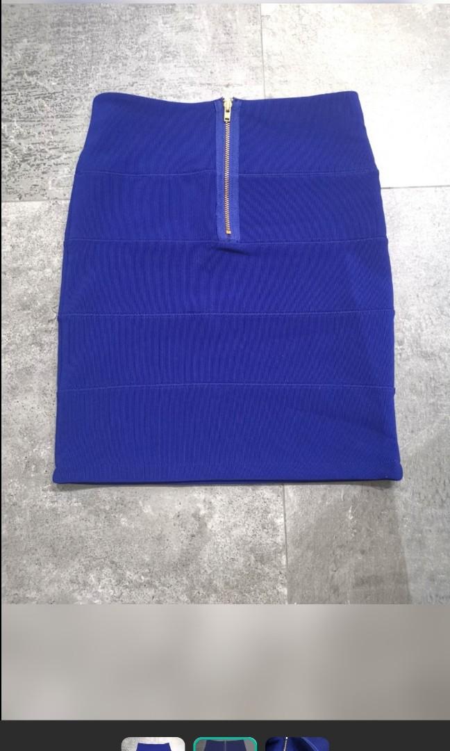 Topshop Asos Black blue bandage mini skirt XS UK6