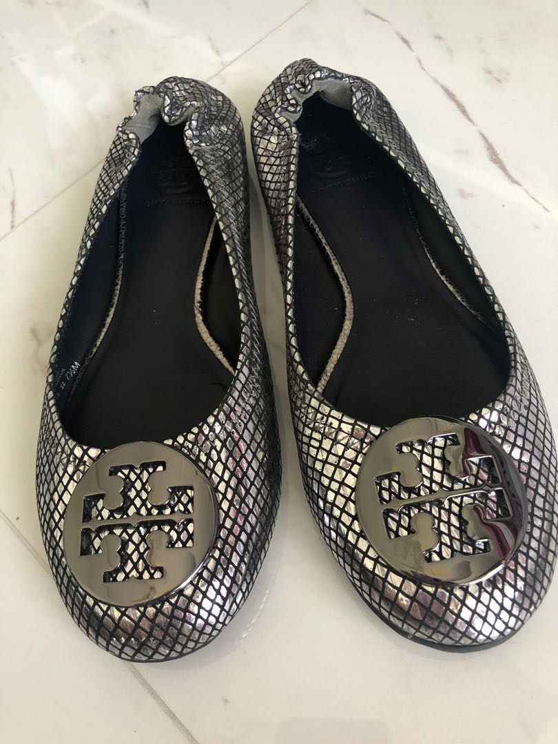 tory burch silver flats