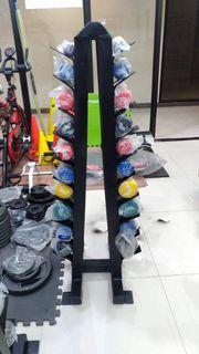 vinyl dumbbell set with rack - home and gym equipment