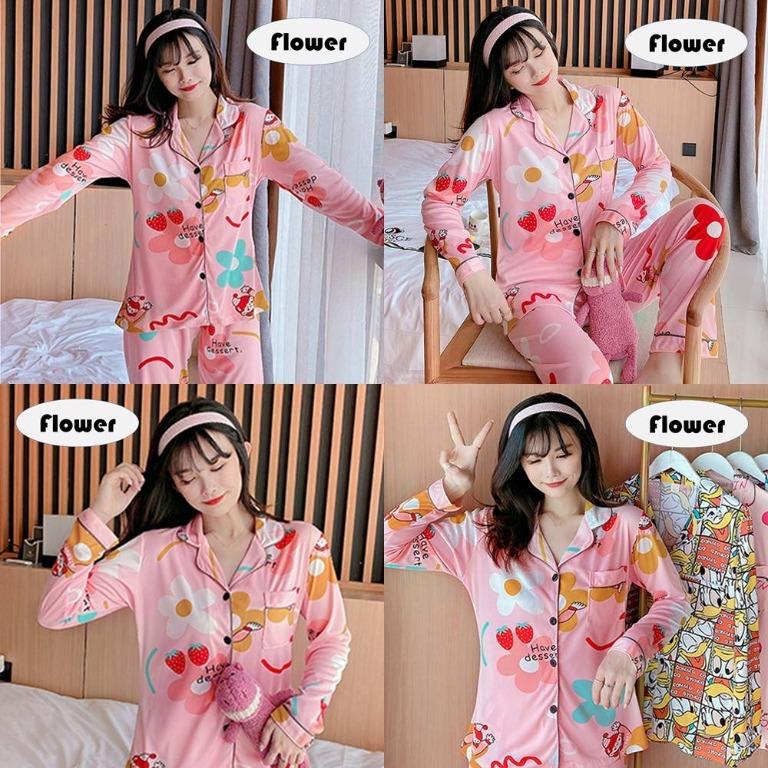 READY STOCK （m-xxl）Women Cute Pajamas Pyjamas Set Homeliving Sleepwear  Lingerie Set Night Wear, Women's Fashion, New Undergarments & Loungewear on  Carousell