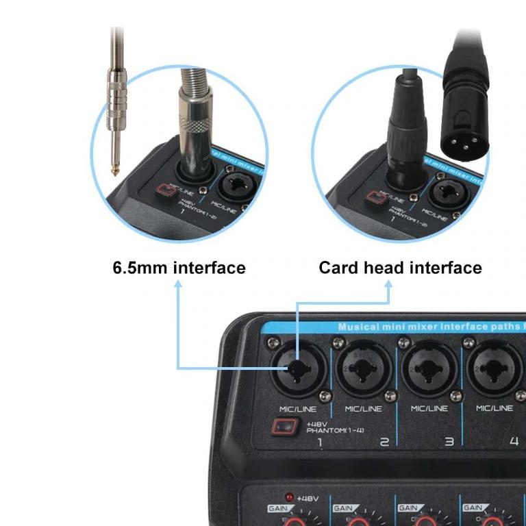 XTUGA AM6 6 CHANNEL MINI AUDIO MIXER DJ CONSOLE WITH SOUND CARD