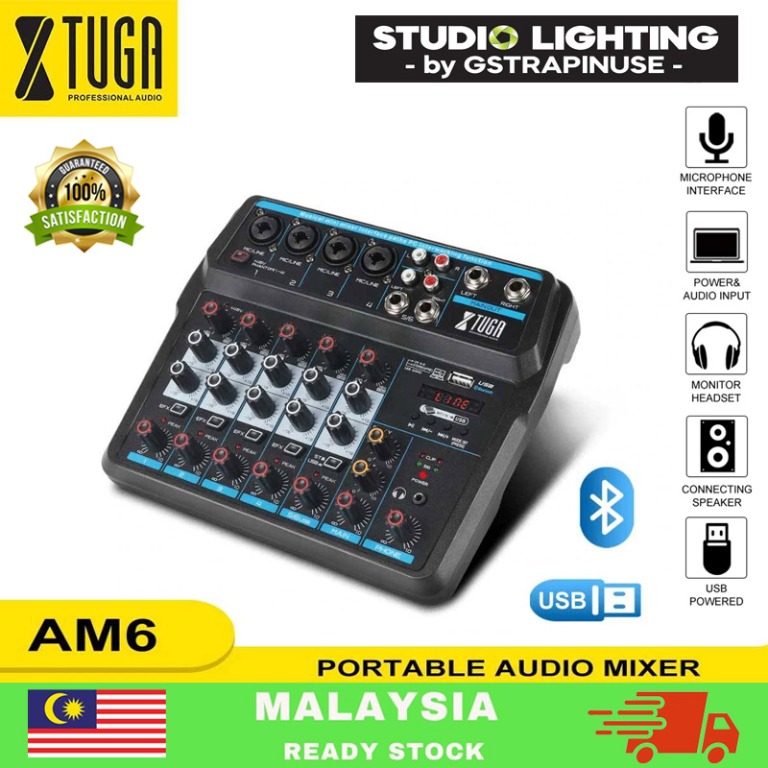 XTUGA AM6 6 CHANNEL MINI AUDIO MIXER DJ CONSOLE WITH SOUND CARD