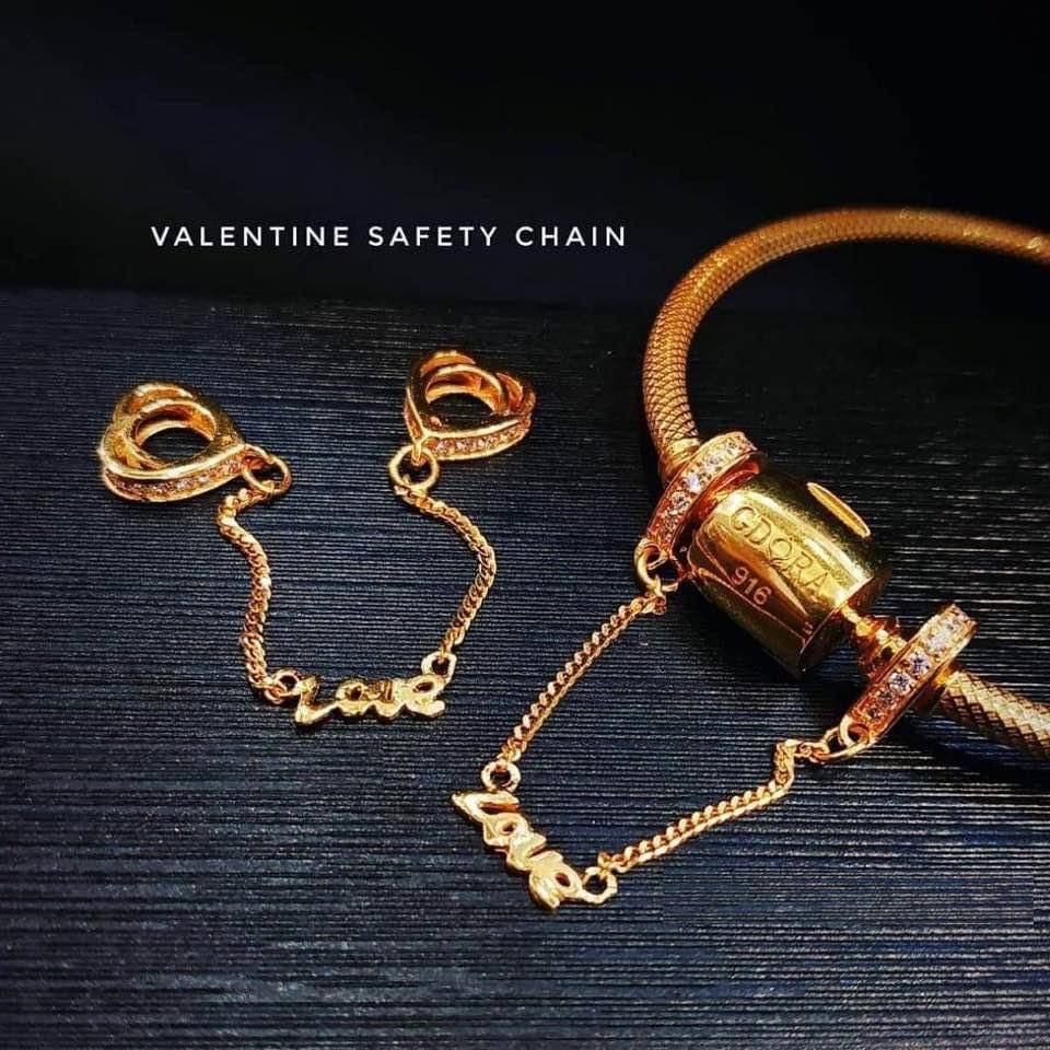 916 Gold Pandora Safety Chains, Women's 