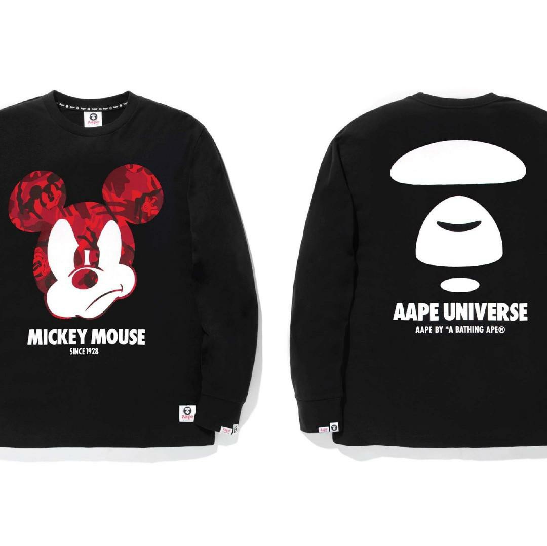 AAPE x Mickey Mouse Disney Long Sleeve Black Tee T shirt Bape