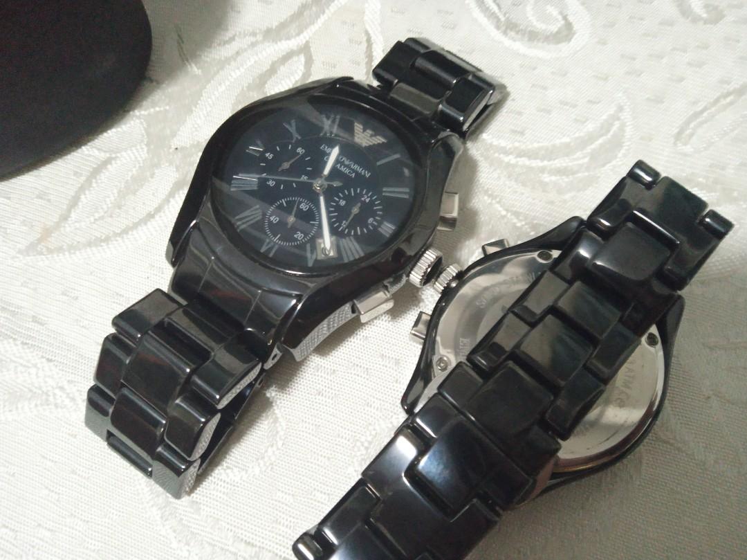 Emporio Armani Ceramica Crystals Black Dial Black Ceramic Strap Watch For Women - AR1478