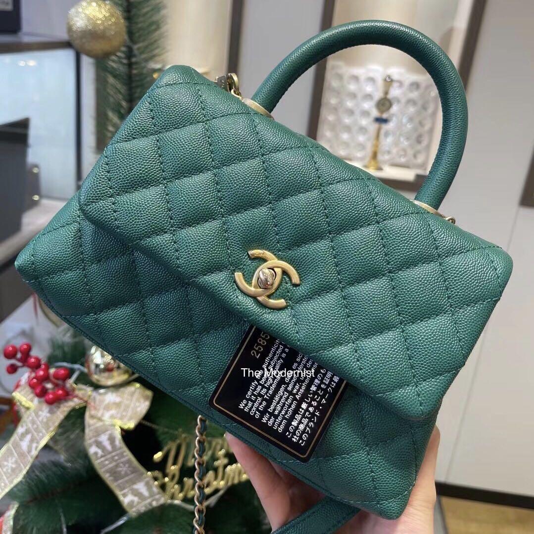 Authentic Chanel Small Coco Handle Emerald Green Caviar Leather Gold Hardware Luxury Bags Wallets On Carousell
