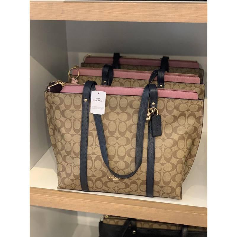 May tote with outlet signature canvas detail