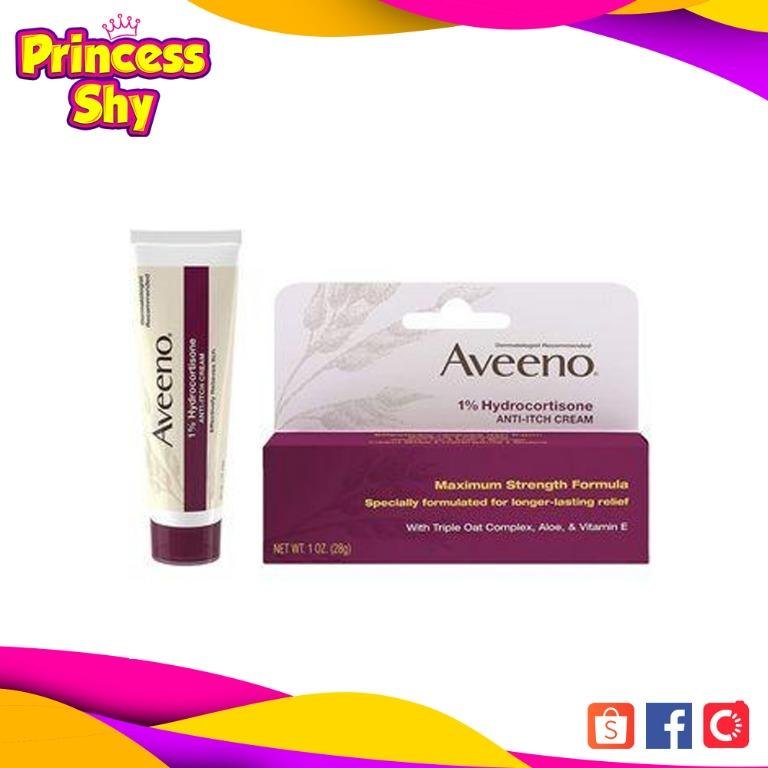 Aveeno Maximum Strength 1% Hydrocortisone Anti-Itch Cream 1oz 28g (Category: Face Care) located in San Juan City. Submitted by princessshyph (Listing ID 1032594708, Image 2). Description: Aveeno Maximum-Strength 1% Hydrocortisone Anti-Itch Cream gives compelling and durable help of irritated skin This greatest quality tingle alleviation cream is intended to mitigate aggravated skin because of minor disturbances, irritation and rashes From the der