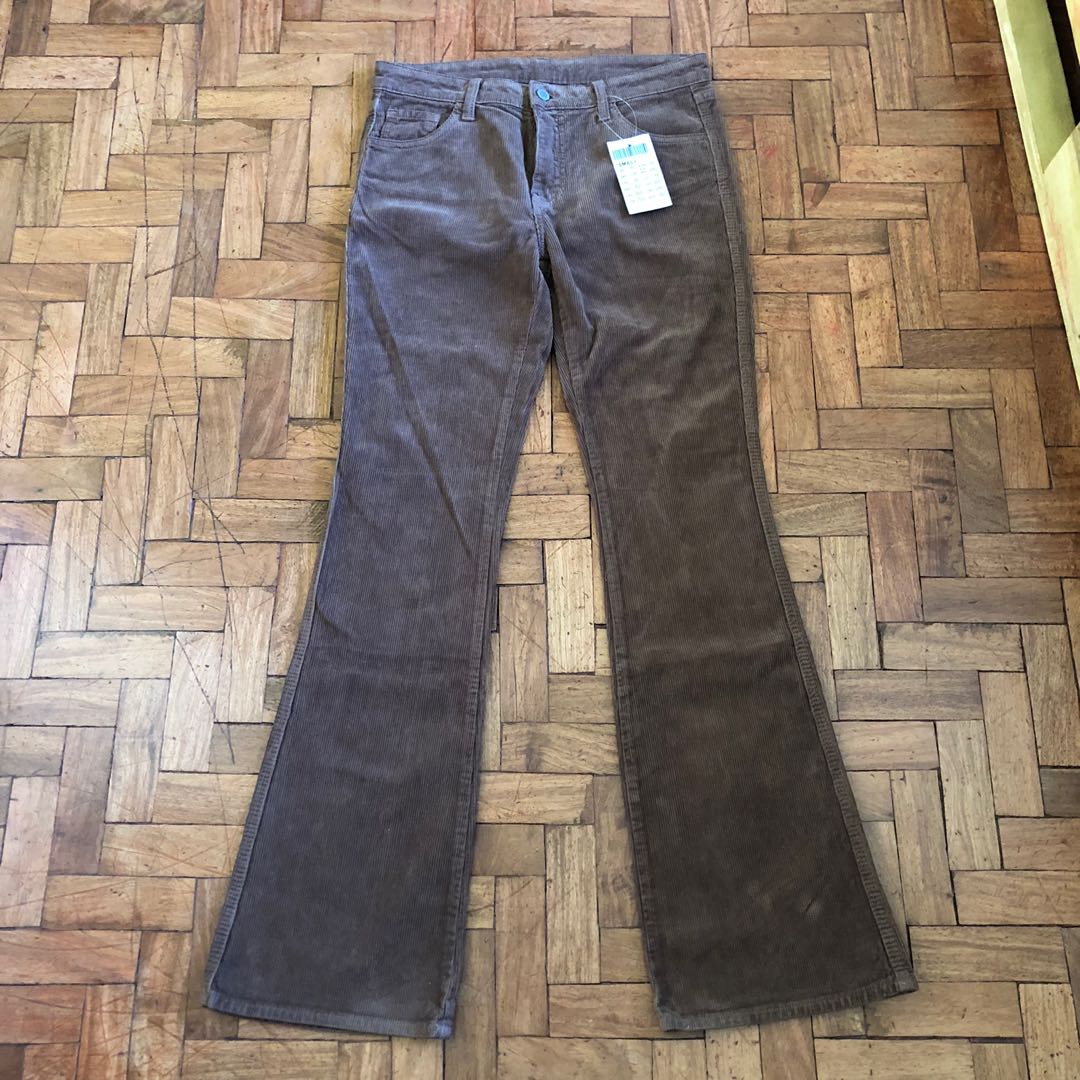 Brandy Melville Y2K Style Brown Darlene Corduroy Flare Pants S