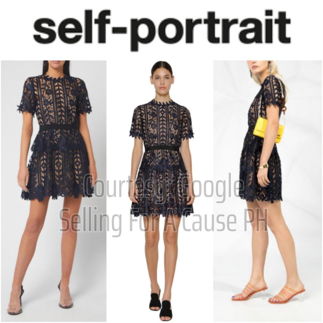Self portrait navy blue dress top