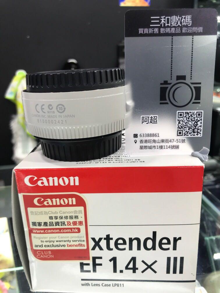 Canon extender EF 1.4x III 新浄平賣, 攝影器材, 鏡頭及裝備- Carousell