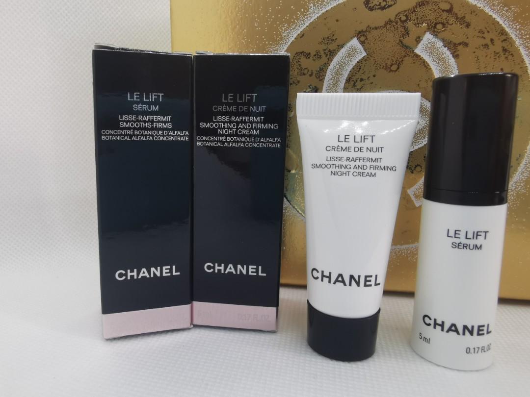 Chanel Le Lift Creme De Nuit Smoothing and Firming Night Cream 5ml + Serum  5ml, Beauty & Personal Care, Bath & Body, Body Care on Carousell