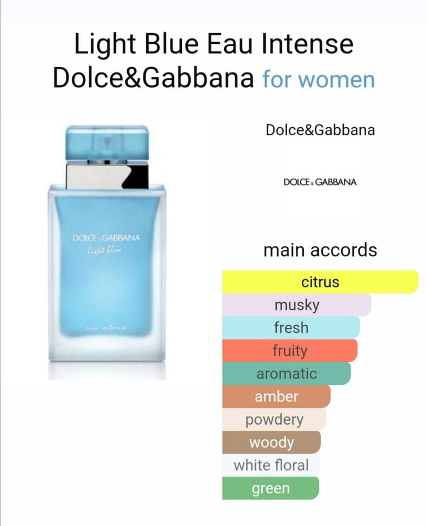 Dolce & Gabbana Light Blue Eau Intense Pour Femme, Beauty & Personal Care,  Fragrance & Deodorants on Carousell