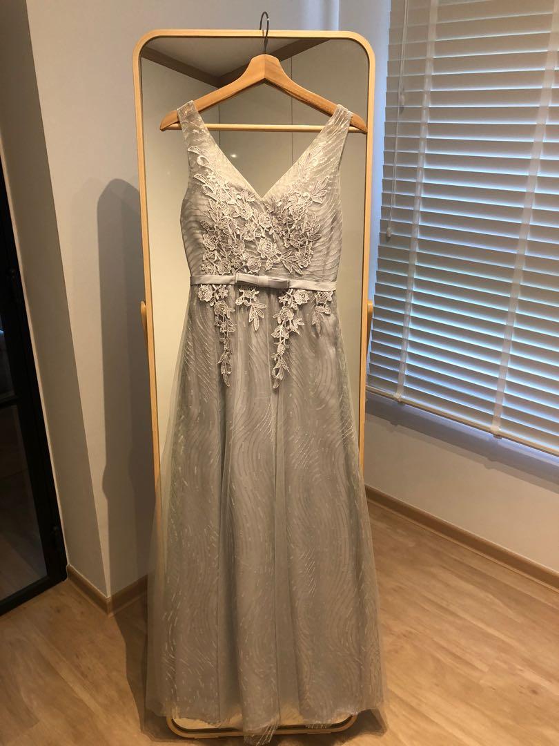 gray beaded gown