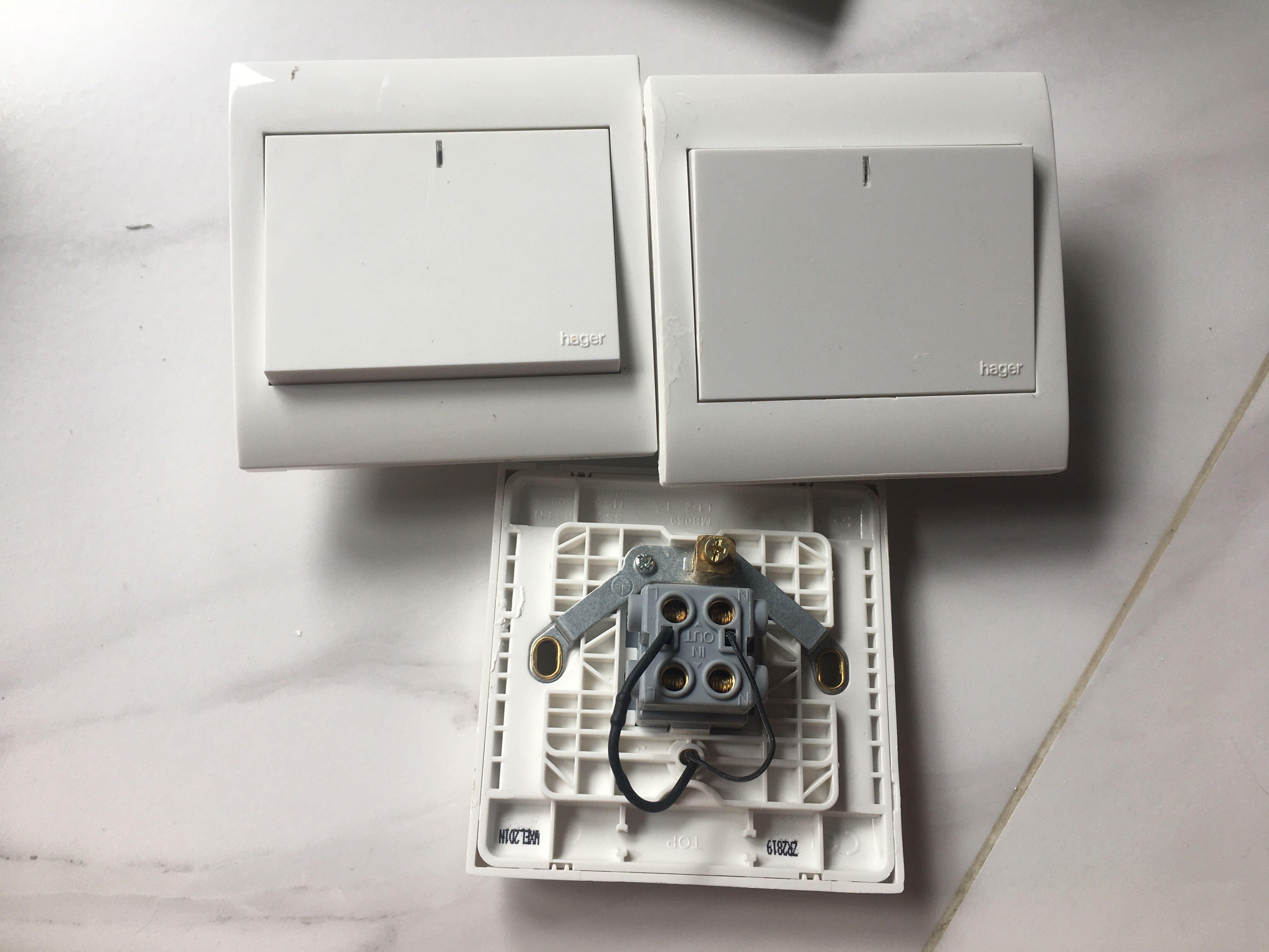 Hager Light Switches and water heater switches (all white color and all
