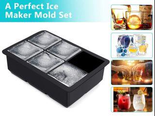 2x Flexible Silicone Ice Cube Tray 15 Square Ice Cube Maker Pudding Jelly  Mould 