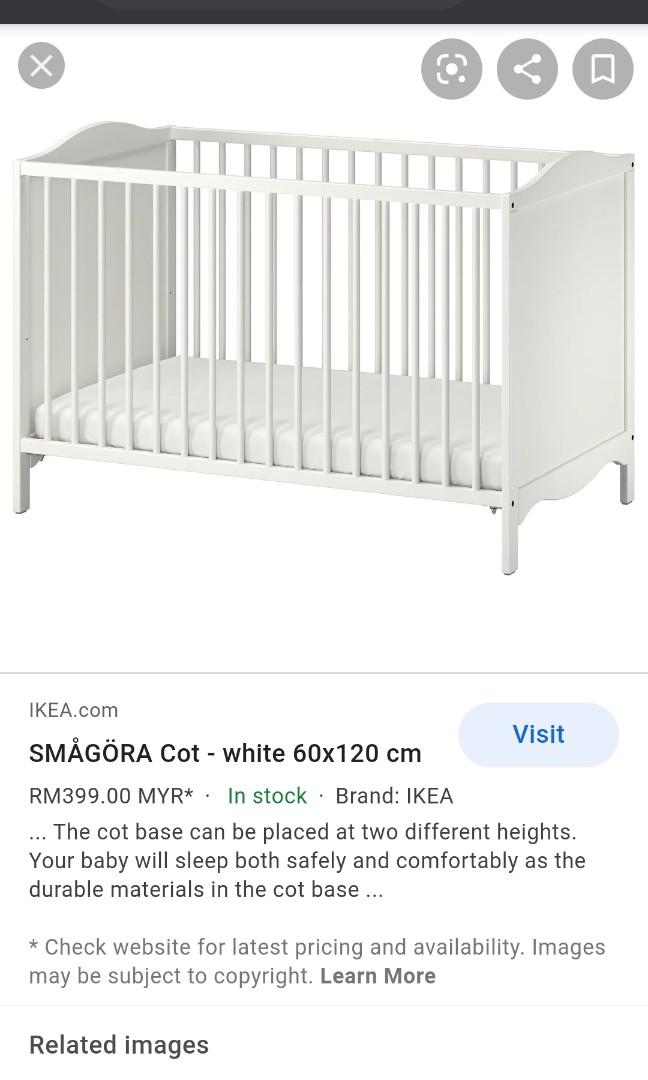 Ikea white Baby cot, Babies & Kids, Baby Nursery & Kids Furniture, Cots