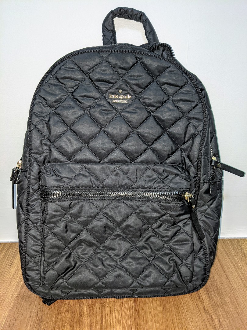 Kate Spade Black Quilted Backpack, Luxury, Bags & Wallets on Carousell