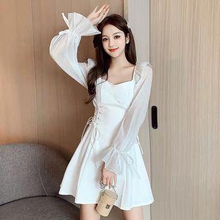 Korean White Flare Dress