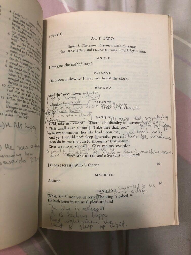 Macbeth with annotations (Category: Assessment Books) located in Singapore. Submitted by ._________. (Listing ID 1063106238, Image 2). Description: With annotations passed down to me.