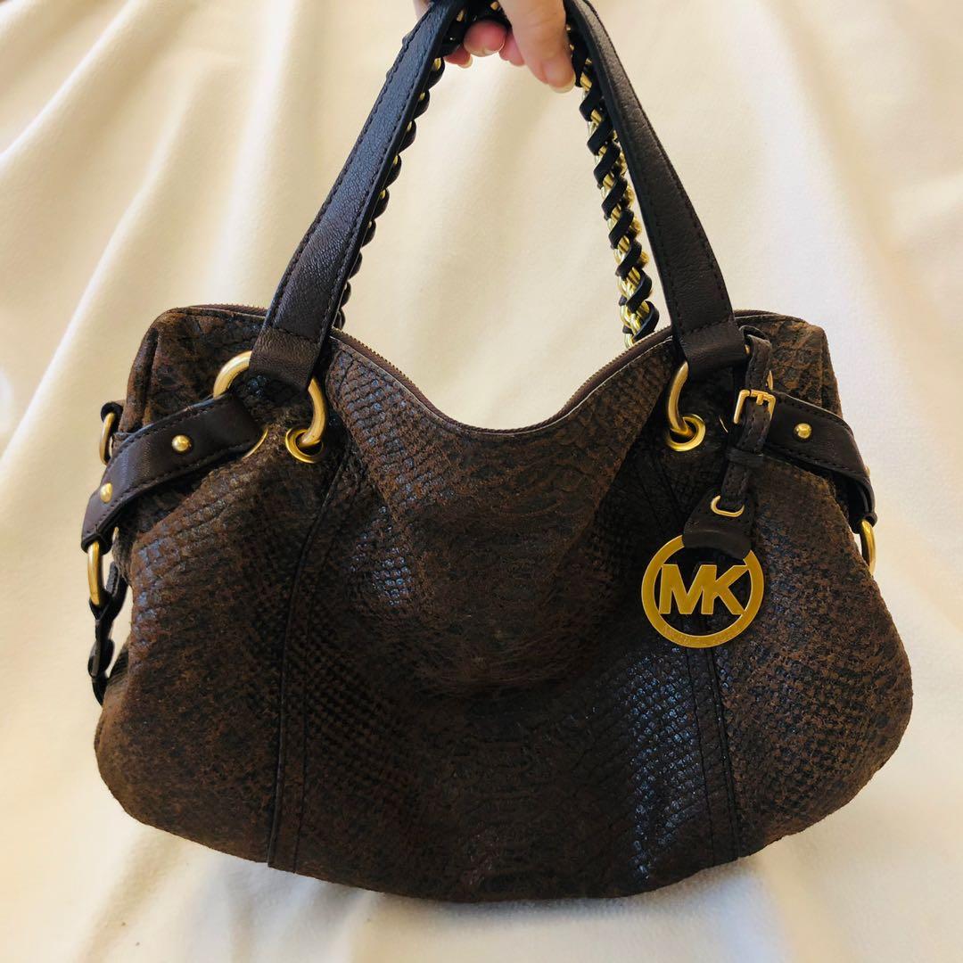 Michael Kors Python embossed bag detachable strap Luxury Bags Wallets on Carousell